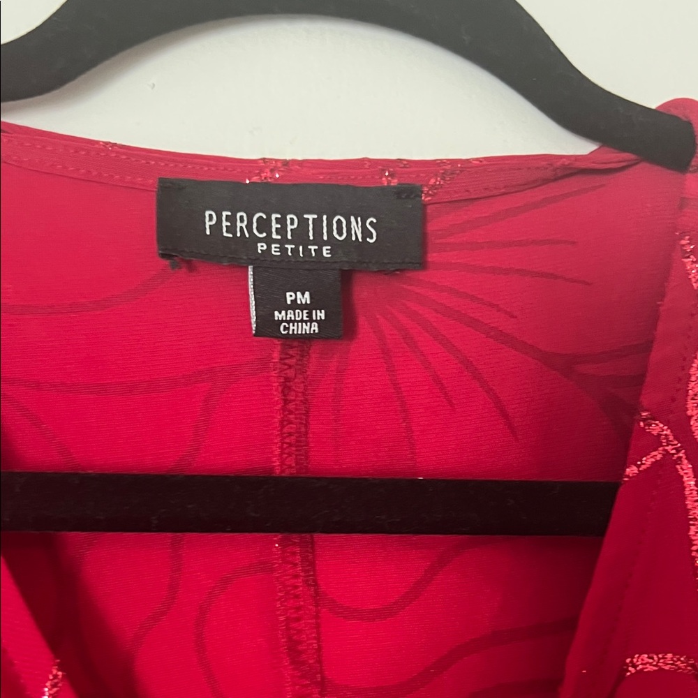Perceptions Red Asymmetrical Wrap Dress - Picture 3 of 11